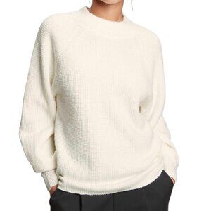 Gap Waffle Knit Mock Neck Sweater Cream Cotton Blend Size Large